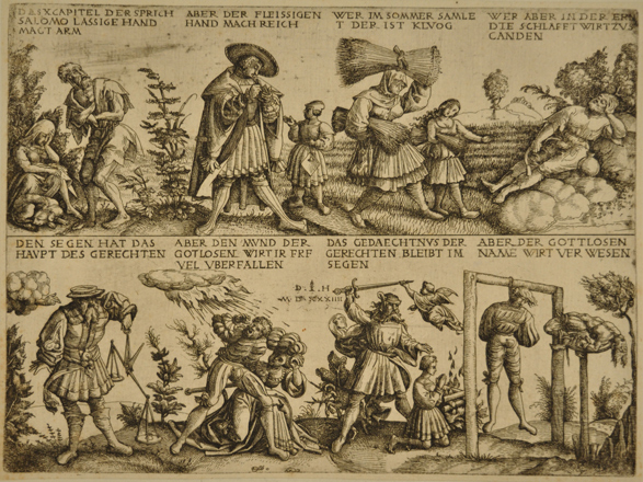 Hopfer Daniel - Sei illustrazioni dei detti di Salomone: il pigro e il solerte, il giusto e lo stolto